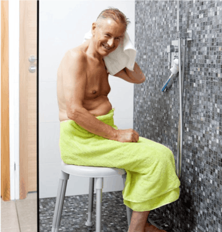 Easy Round Shower Stool Man In Bathroom