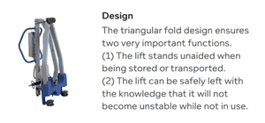 Triangular Fold Design Feature - Hoyer Advance-E Electric Portable Patient Lift Joerns-Wheelchair Liberty