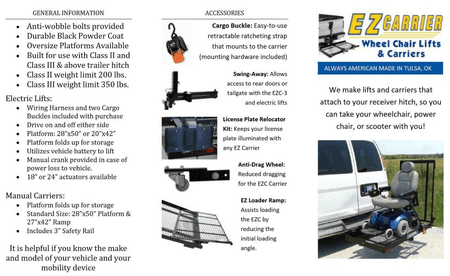 Features  -Swing Away Adaptor Arm for EZCLA, EZCL, EZC 3 Wheelchair Carriers by EZ-Carrier | Wheelchair Liberty