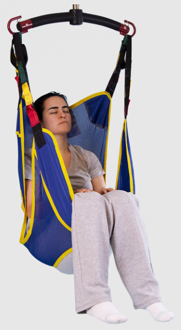 Invacare_Full Body Slings Mesh With Commode Opening 2 Point Sling Woman Side View | Wheelchair Liberty