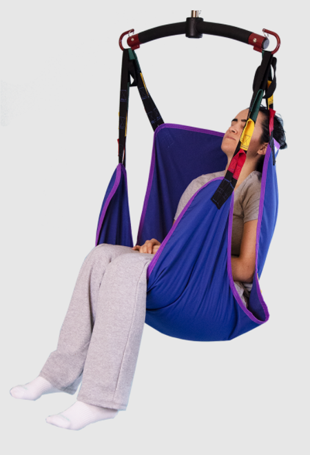 Invacare Full Body Slings Solid Fabric 2 Point Sling Woman Side View | Wheelchair Liberty