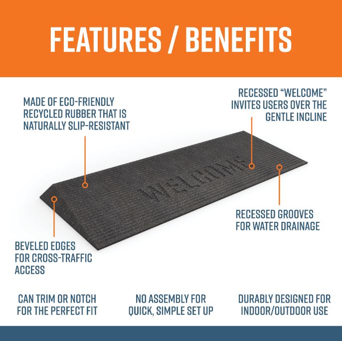 Feuture and Benefits TRANSITIONS® Rubber Angled Welcome Mats by EZ-Access | Wheelchair Liberty