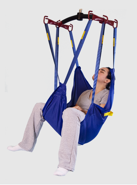 Universal Slings Padded Head Support 6 Point Woman Using Side View.