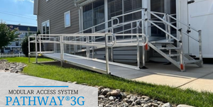 Sample Application - PATHWAY 3G 22 ft. U-Shaped Aluminum Wheelchair Ramp Kit with Solid Surface Tread, 2-Line Handrails and (3) 4 ft. Platforms by EZ-Access | RampHand