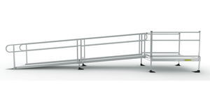 Side View - PATHWAY 3G 22 ft. Straight Aluminum Wheelchair Ramp Kit with Solid Surface Tread, 2-Line Handrails and 4 ft. Top Platform by EZ-Access | RampHand