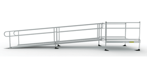 Side View - PATHWAY 3G 12 ft. Straight Aluminum Wheelchair Ramp Kit with Solid Surface Tread, 2-Line Handrails and 5 ft. Top Platform by EZ-Access | RampHand