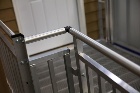 Sample Application 3 - PATHWAY 3G 14 ft. Straight Aluminum Wheelchair Ramp Kit with Expanded Metal Tread, Vertical Picket Handrails and No Top Platform by EZ-Access | RampHand