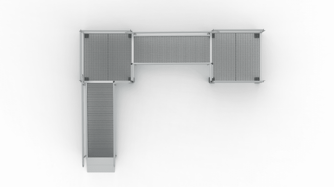 Top View - PATHWAY 3G 22 ft. L-Shaped Aluminum Wheelchair Ramp Kit with Expanded Metal Tread, 2-Line Handrails, 5 ft. Turn Platform, and 5 ft. Top Platform by EZ-Access | RampHand