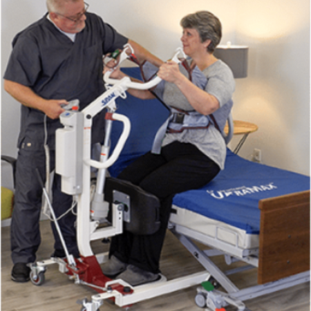 Handicare_F500S Powered Sit to Stand Patient Lift f500s_actionshot
