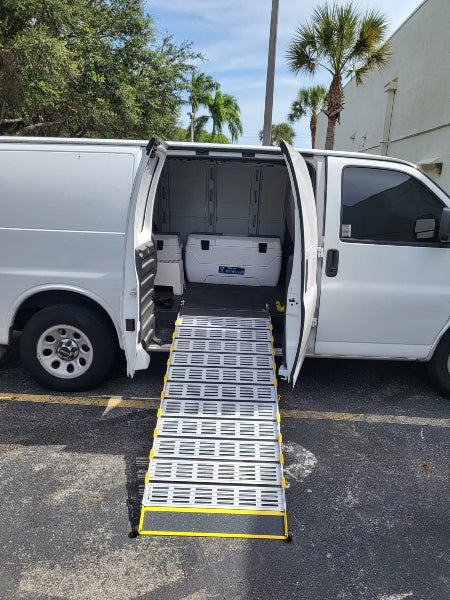 Product in use - Manual Folding Van / Vehicle Ramp by Roll-A-Ramp | Wheelchair Liberty