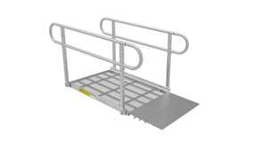 4ft Ramp - PATHWAY 3G 20 ft. U-Shaped Aluminum Wheelchair Ramp Kit with Expanded Metal Tread, 2-Line Handrails and (3) 5 ft. Platforms by EZ-Access | RampHand