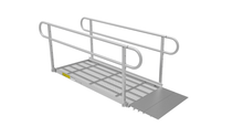 6ft Ramp - PATHWAY 3G 20 ft. U-Shaped Aluminum Wheelchair Ramp Kit with Expanded Metal Tread, 2-Line Handrails and (3) 5 ft. Platforms by EZ-Access | RampHand