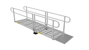 Ramp - PATHWAY 3G 10 ft. Straight Aluminum Wheelchair Ramp Kit with Expanded Metal Tread, 2-Line Handrails and No Top Platform by EZ-Access | RampHand