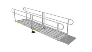 PATHWAY 3G 12 ft. Straight Aluminum Wheelchair Ramp Kit with Expanded Metal Tread, 2-Line Handrails and No Top Platform by EZ-Access | RampHand