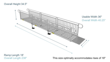 Ramp Dimensions - PATHWAY 3G 18 ft. Straight Aluminum Wheelchair Ramp Kit with Expanded Metal Tread, Vertical Picket Handrails and 5 ft. Top Platform by EZ-Access | RampHand