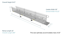 Ramp Dimensions - PATHWAY 3G 22 ft. L-Shaped Aluminum Wheelchair Ramp Kit with Expanded Metal Tread, Vertical Picket Handrails, 4 ft. Turn Platform, and 4 ft. Top Platform by EZ-Access | RampHand