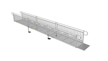 Ramp - PATHWAY 3G 24 ft. L-Shaped Aluminum Wheelchair Ramp Kit with Expanded Metal Tread, Vertical Picket Handrails and 5 ft. Turn Platform by EZ-Access | RampHand