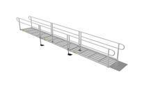 Ramp - PATHWAY 3G 24 ft. L-Shaped Aluminum Wheelchair Ramp Kit with Expanded Metal Tread, 2-Line Handrails and 4 ft. Turn Platform by EZ-Access | RampHand