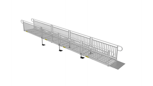 PATHWAY 3G 26 ft. Straight Aluminum Wheelchair Ramp Kit with Expanded Metal Tread, Vertical Picket Handrails and No Top Platform by EZ-Access | RampHand