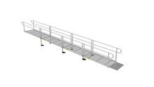 Ramp -PATHWAY 3G 28 ft. Straight Aluminum Wheelchair Ramp Kit with Expanded Metal Tread, 2-Line Handrails and 4 ft. Top Platform by EZ-Access | RampHand