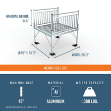 Platform Dimensions - PATHWAY 3G 26 ft. Straight Aluminum Wheelchair Ramp Kit with Expanded Metal Tread, Vertical Picket Handrails and 5 ft. Top Platform by EZ-Access | RampHand