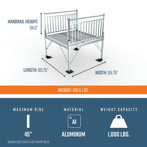 Platform Dimensions - PATHWAY 3G 26 ft. Straight Aluminum Wheelchair Ramp Kit with Expanded Metal Tread, Vertical Picket Handrails and 5 ft. Top Platform by EZ-Access | RampHand