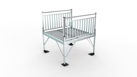 Platform - PATHWAY 3G 22 ft. L-Shaped Aluminum Wheelchair Ramp Kit with Expanded Metal Tread, Vertical Picket Handrails, 5 ft. Turn Platform, and 5 ft. Top Platform by EZ-Access | RampHand