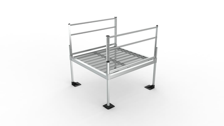 Platform - PATHWAY 3G 30 ft. Straight Aluminum Wheelchair Ramp Kit with Expanded Metal Tread, 2-Line Handrails and 5 ft. Top Platform by EZ-Access | RampHand