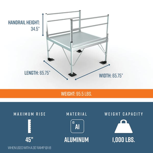 Platform Dimensions - PATHWAY 3G 26 ft. Straight Aluminum Wheelchair Ramp Kit with Solid Surface Tread, 2-Line Handrails and 5 ft. Top Platform by EZ-Access | RampHand