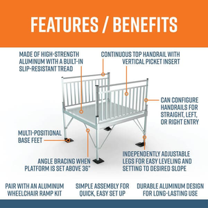 Features and Benefits - PATHWAY 3G 22 ft. U-Shaped Aluminum Wheelchair Ramp Kit with Solid Surface Tread, Vertical Picket Handrails and (3) 4 ft. Platforms by EZ-Access | RampHand