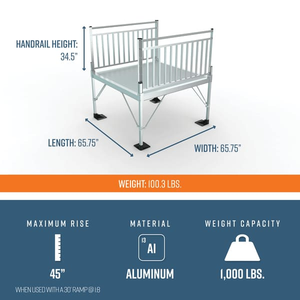 Platform Dimensions - PATHWAY 3G 22 ft. L-Shaped Aluminum Wheelchair Ramp Kit with Solid Surface Tread, Vertical Picket Handrails and 5 ft. Turn Platform by EZ-Access | RampHand