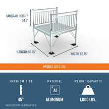 Platform Dimensions - PATHWAY 3G 22 ft. L-Shaped Aluminum Wheelchair Ramp Kit with Solid Surface Tread, Vertical Picket Handrails, 5 ft. Turn Platform, and 5 ft. Top Platform by EZ-Access | RampHand