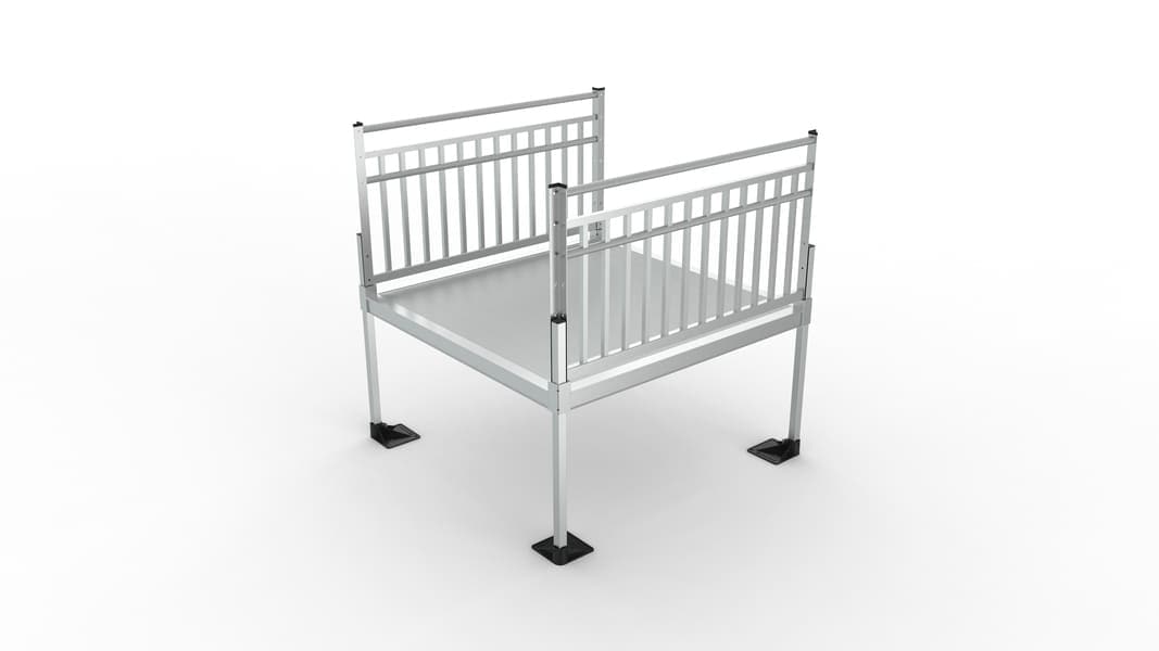 Platform - PATHWAY 3G 14 ft. Straight Aluminum Wheelchair Ramp Kit with Solid Surface Tread, Vertical Picket Handrails and 5 ft. Top Platform by EZ-Access | RampHand
