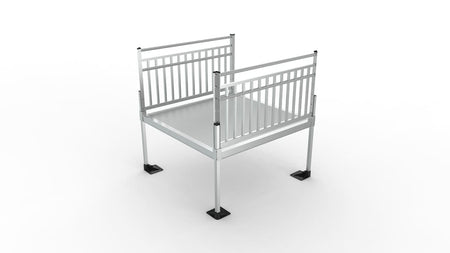 Platform - PATHWAY 3G 14 ft. Straight Aluminum Wheelchair Ramp Kit with Solid Surface Tread, Vertical Picket Handrails and 5 ft. Top Platform by EZ-Access | RampHand