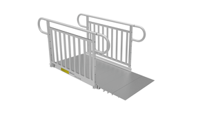 4ft Ramp - PATHWAY 3G 20 ft. U-Shaped Aluminum Wheelchair Ramp Kit with Solid Surface Tread, Vertical Picket Handrails and (3) 4 ft. Platforms by EZ-Access | RampHand