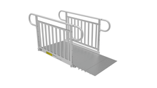 4ft Ramp - PATHWAY 3G 4 ft. Straight Aluminum Wheelchair Ramp Kit with Solid Surface Tread, Vertical Picket Handrails and 5 ft. Top Platform by EZ-Access | RampHand