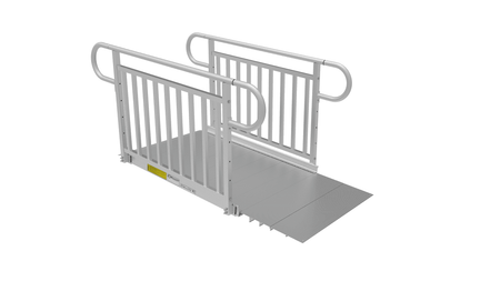 4ft Ramp - PATHWAY 3G 22 ft. U-Shaped Aluminum Wheelchair Ramp Kit with Solid Surface Tread, Vertical Picket Handrails and (3) 5 ft. Platforms by EZ-Access | RampHand