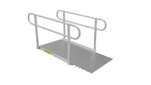 4ft Ramp - PATHWAY 3G 22 ft. U-Shaped Aluminum Wheelchair Ramp Kit with Solid Surface Tread, 2-Line Handrails and (3) 5 ft. Platforms by EZ-Access | RampHand