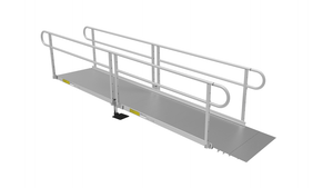 PATHWAY 3G 12 ft. Straight Aluminum Wheelchair Ramp Kit with Solid Surface Tread, 2-Line Handrails and No Top Platform by EZ-Access | RampHand
