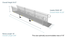 Ramp Dimensions - PATHWAY 3G 18 ft. L-Shaped Aluminum Wheelchair Ramp Kit with Solid Surface Tread, Vertical Picket Handrails, 4 ft. Turn Platform, and 4 ft. Top Platform by EZ-Access | RampHand