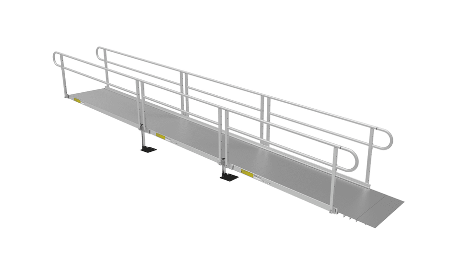 PATHWAY 3G 20 ft. Straight Aluminum Wheelchair Ramp Kit with Solid Surface Tread, 2-Line Handrails and No Top Platform by EZ-Access | RampHand