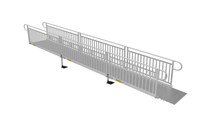 Ramp - PATHWAY 3G 22 ft. Straight Aluminum Wheelchair Ramp Kit with Solid Surface Tread, Vertical Picket Handrails and 4 ft. Top Platform by EZ-Access | RampHand