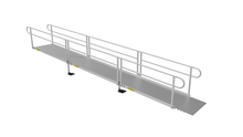 Ramp - PATHWAY 3G 22 ft. L-Shaped Aluminum Wheelchair Ramp Kit with Solid Surface Tread, 2-Line Handrails, 5 ft. Turn Platform, and 5 ft. Top Platform by EZ-Access | RampHand