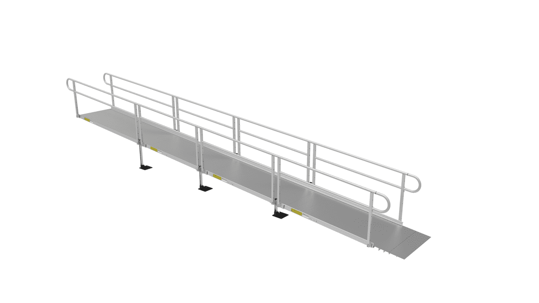 PATHWAY 3G 26 ft. Straight Aluminum Wheelchair Ramp Kit with Solid Surface Tread, 2-Line Handrails and No Top Platform by EZ-Access | RampHand