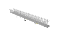 Ramp - PATHWAY 3G 30 ft. Straight Aluminum Wheelchair Ramp Kit with Solid Surface Tread, Vertical Picket Handrails and 5 ft. Top Platform by EZ-Access | RampHand