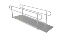 EZ-ACCESS Pathway 3G Aluminum Ramp with solid surface and 2 line handrails, no platform, medium size ramp, side view