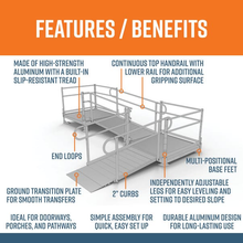 Features and Benefits - PATHWAY 3G 10 ft. L-Shaped Aluminum Wheelchair Ramp Kit with Solid Surface Tread, 2-Line Handrails, 4 ft. Turn Platform, and 4 ft. Top Platform by EZ-Access | RampHand