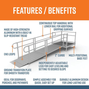 Features and Benefits - PATHWAY 3G 10 ft. Straight Aluminum Wheelchair Ramp Kit with Solid Surface Tread, 2-Line Handrails and 4 ft. Top Platform by EZ-Access | RampHand