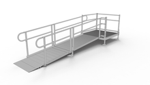 PATHWAY 3G 10 ft. Straight Aluminum Wheelchair Ramp Kit with Solid Surface Tread, 2-Line Handrails and 5 ft. Top Platform by EZ-Access | RampHand