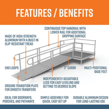 Features and Benefits - PATHWAY 3G 10 ft. Straight Aluminum Wheelchair Ramp Kit with Solid Surface Tread, 2-Line Handrails and 5 ft. Top Platform by EZ-Access | RampHand